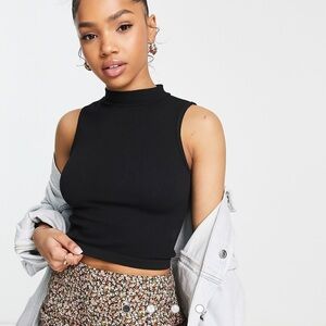 Stradivarius Black seamless high neck Ribbed Top